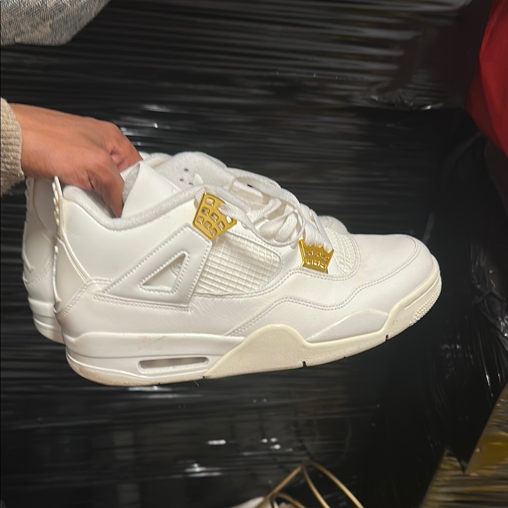 Jordan White and Gold Men's Sneakers